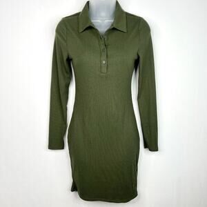 NWOT Love, Fire Green Ribbed Bodycon Dress XS